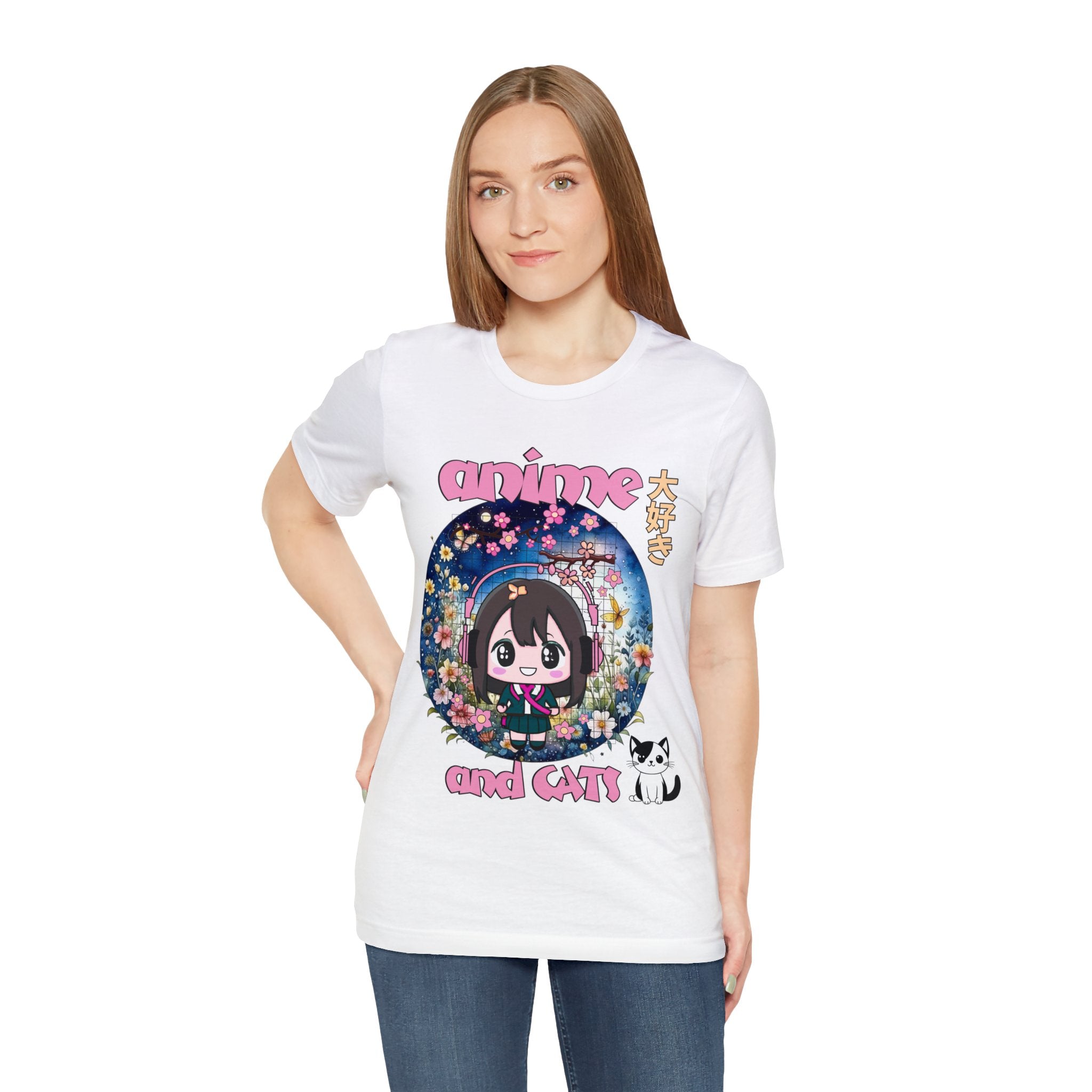 "Catime" - Anime And Cats Cool Unisex Jersey Short Sleeve Tee With Express Shipping available