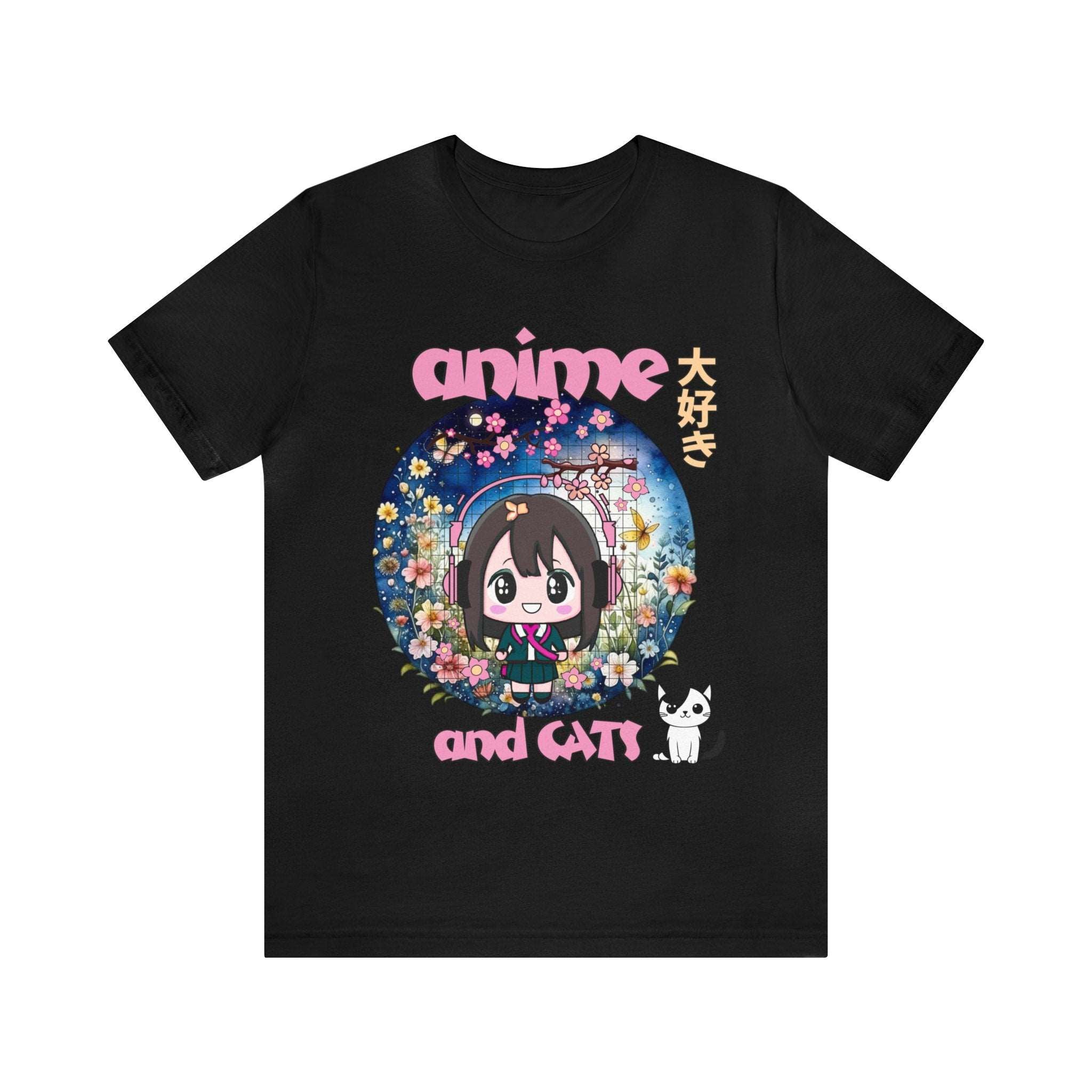 "Catime" - Anime And Cats Cool Unisex Jersey Short Sleeve Tee With Express Shipping available