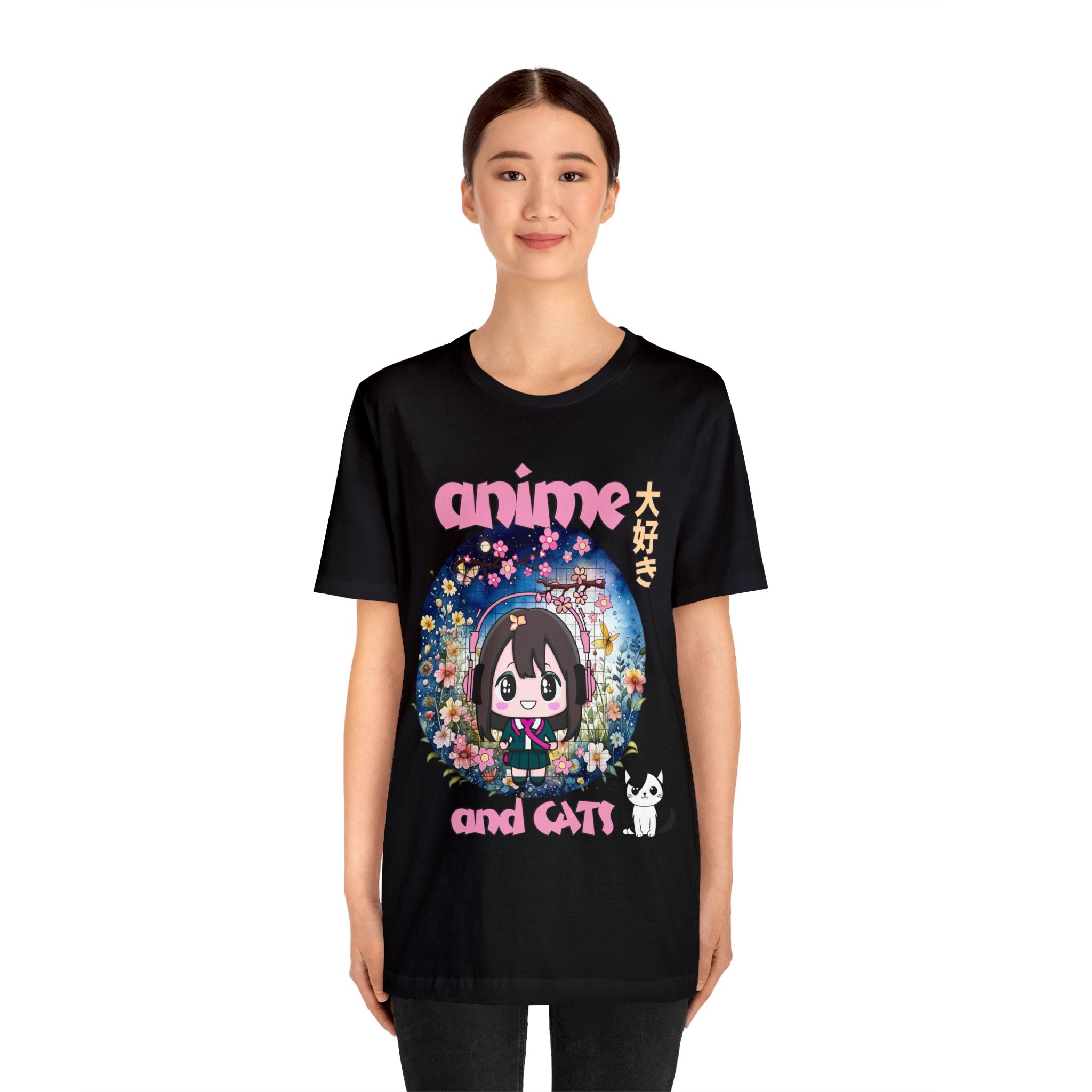 "Catime" - Anime And Cats Cool Unisex Jersey Short Sleeve Tee With Express Shipping available