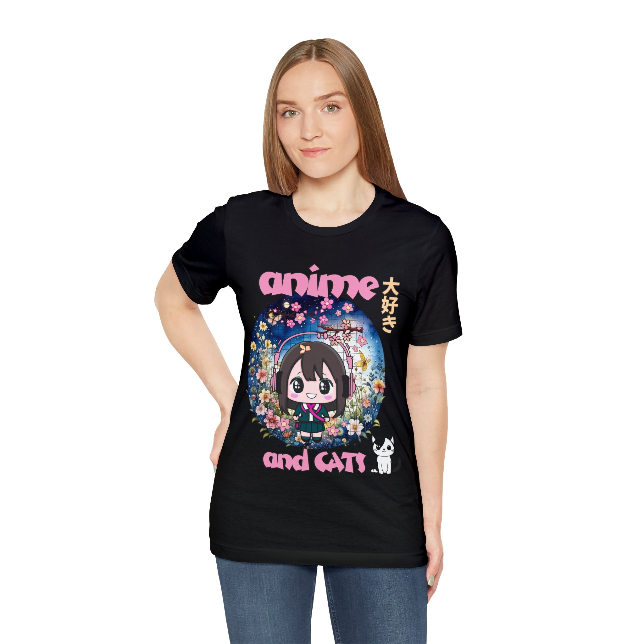 "Catime" - Anime And Cats Cool Unisex Jersey Short Sleeve Tee With Express Shipping available