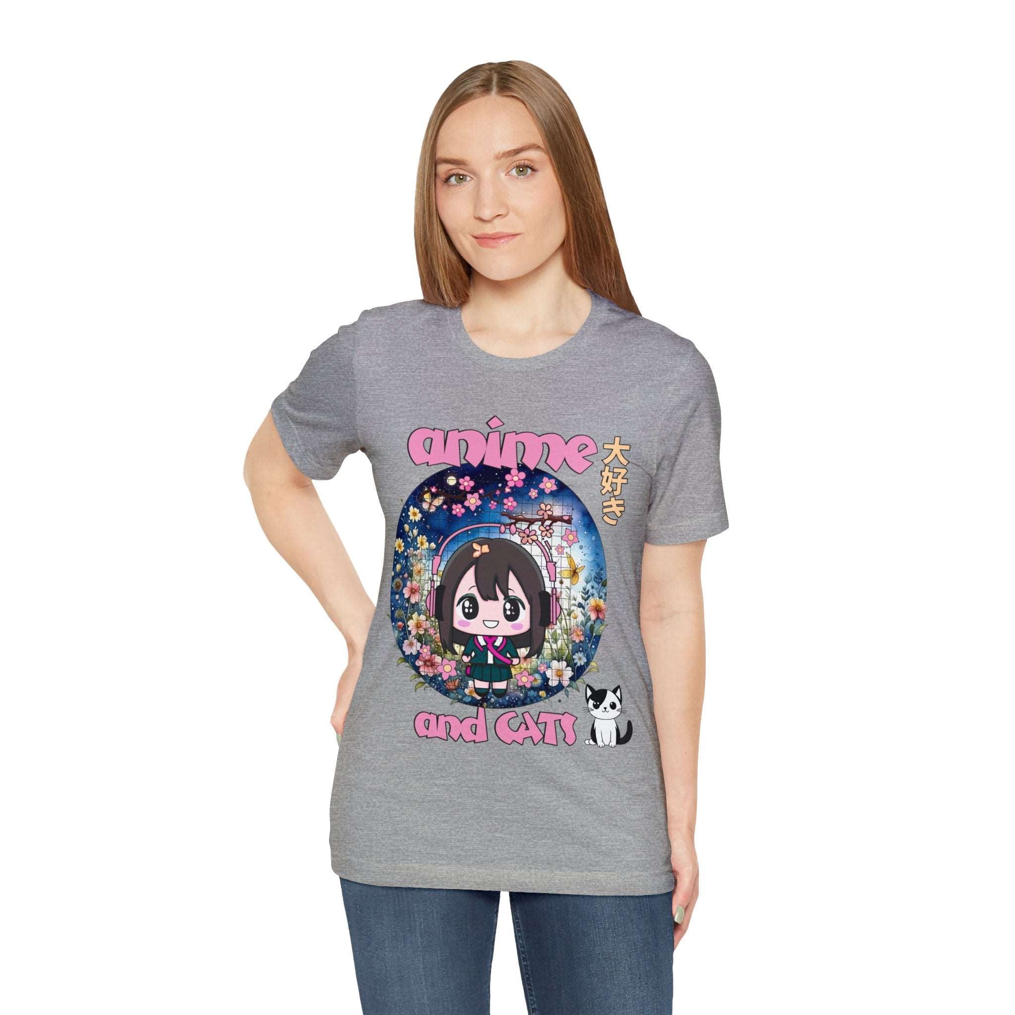 "Catime" - Anime And Cats Cool Unisex Jersey Short Sleeve Tee With Express Shipping available