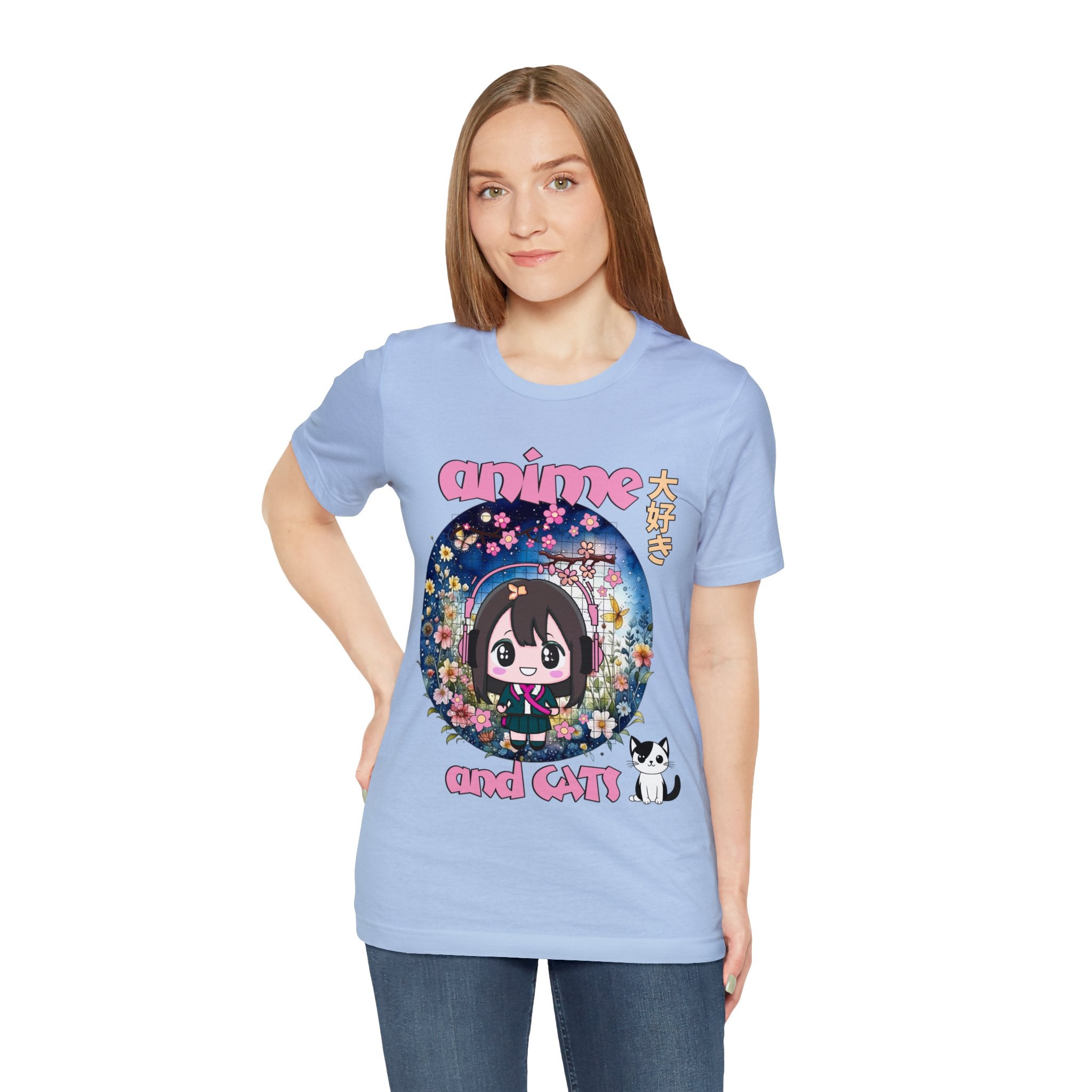 "Catime" - Anime And Cats Cool Unisex Jersey Short Sleeve Tee With Express Shipping available