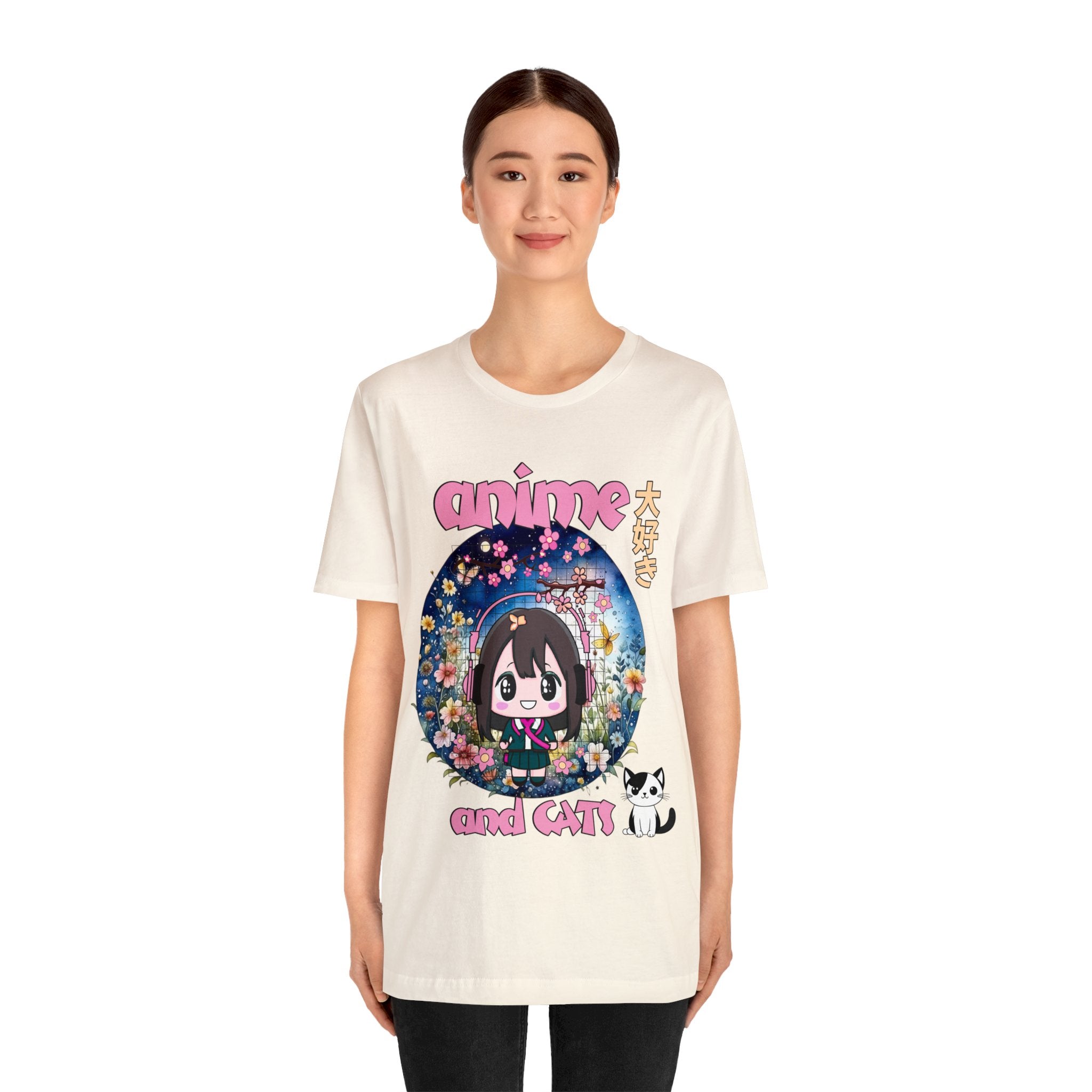 "Catime" - Anime And Cats Cool Unisex Jersey Short Sleeve Tee With Express Shipping available